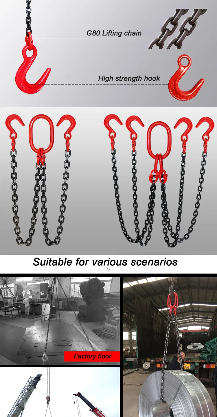 Chain Slings Quadruple Leg Slings Lifting With 4 Safety Grab Hooks ...