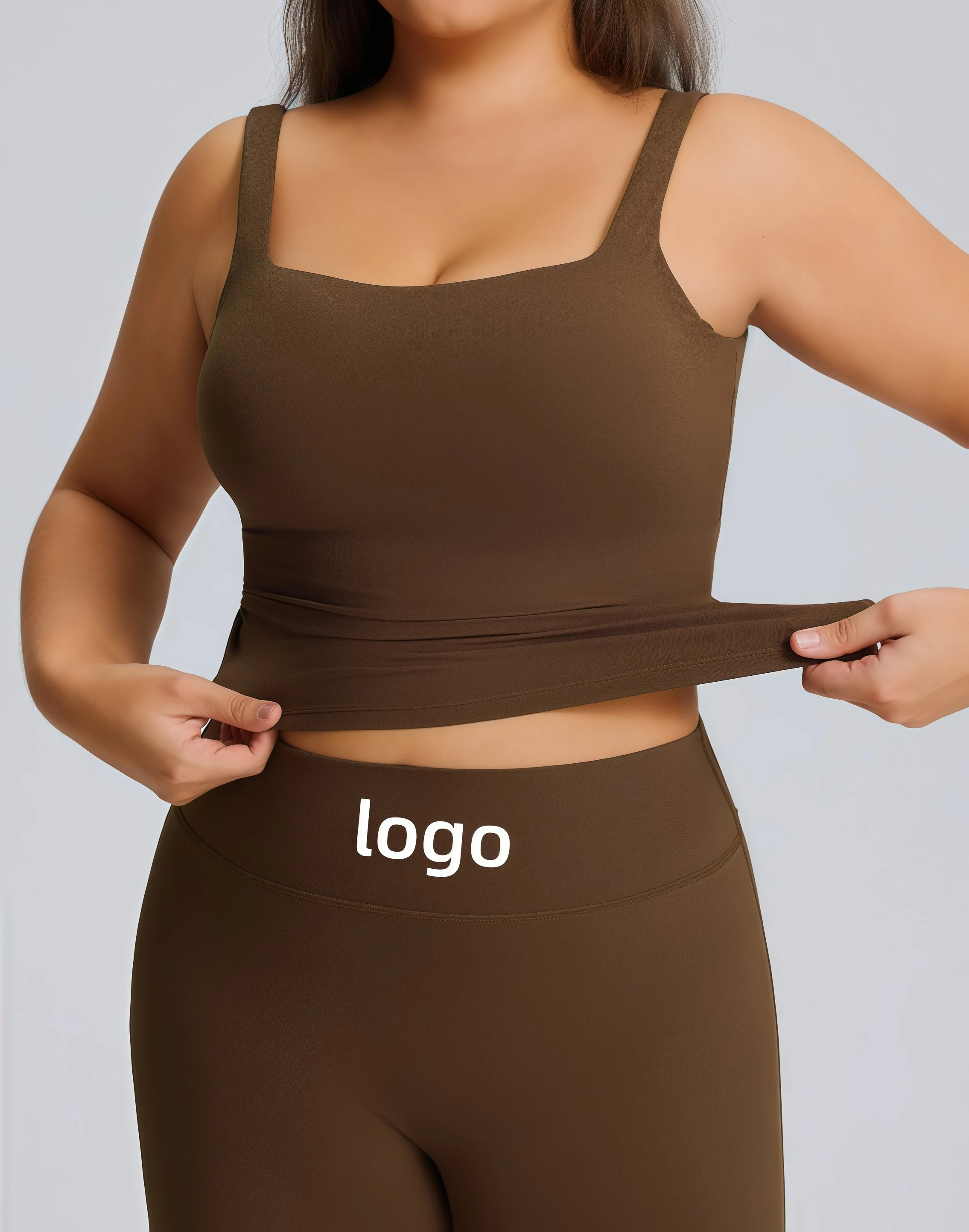 Custom Plus Size Straight Leg Yoga Set High Elastic Breathable Quick Dry Sportswear Women Fitness Running Workout Activewear Set