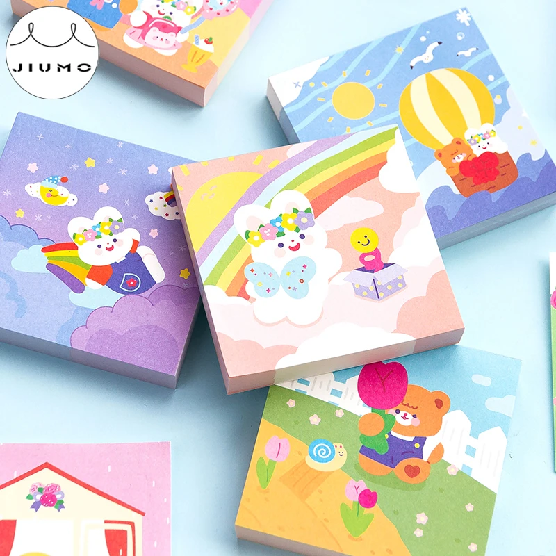 8 Designs Sweet House Travels Series Memo Pad Creative DIY Decoration Material Loose-Leaf Cute Stationery Paper Memo Pads JIUMO