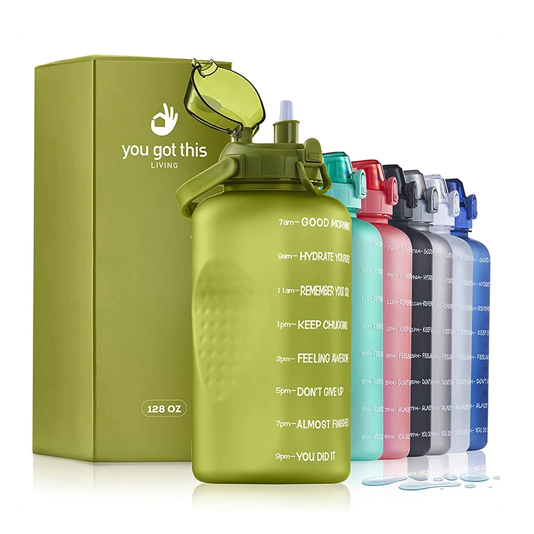 One Gallon Water Bottle with Straw - Leakproof & BPA Free
