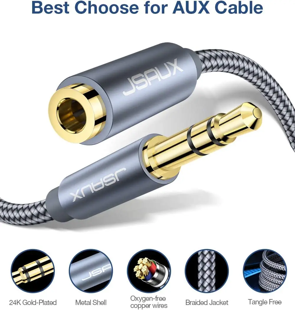 Jsaux Headphone Extension Cable 3.5mm Male To Female Aux Extension