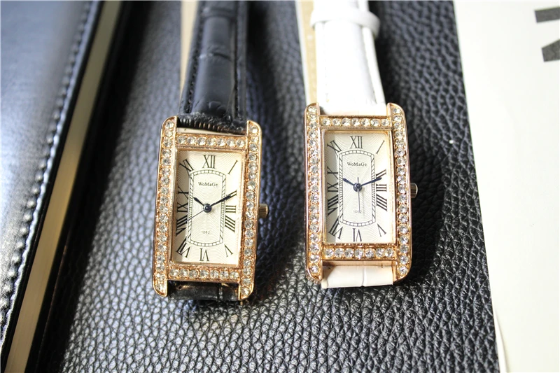 Womage Women Classic Square Shape Watch Figure Pu Watchband Cheaper