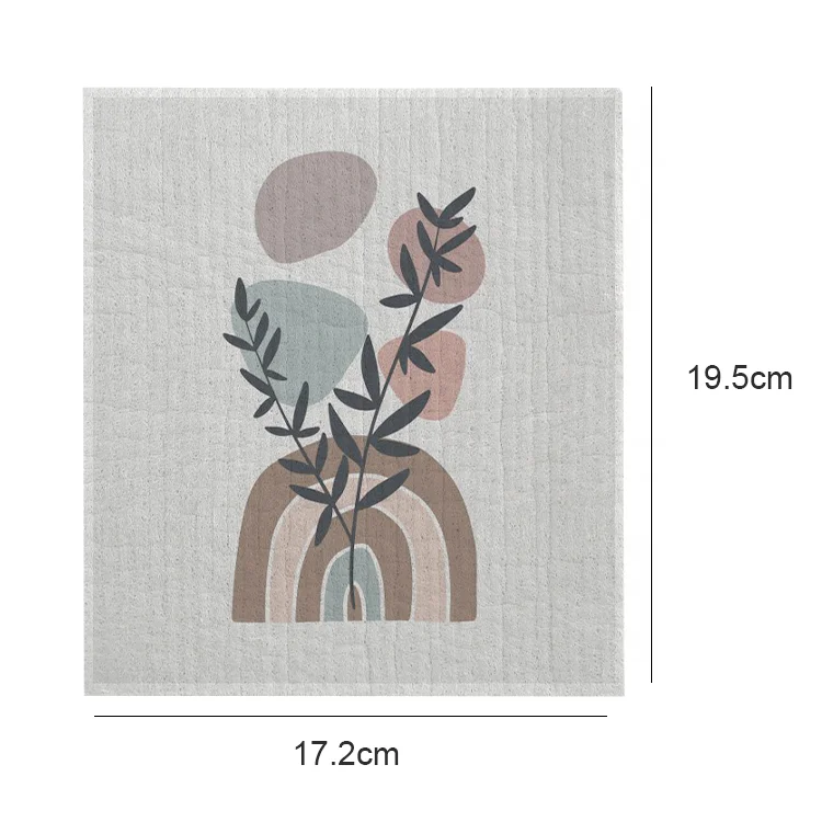 Gloway Wholesale Set of 5 Custom Printed Biodegradable Kitchen Cleaning Dishcloth Cellulose Sponge Cloth Swedish Dish Cloth