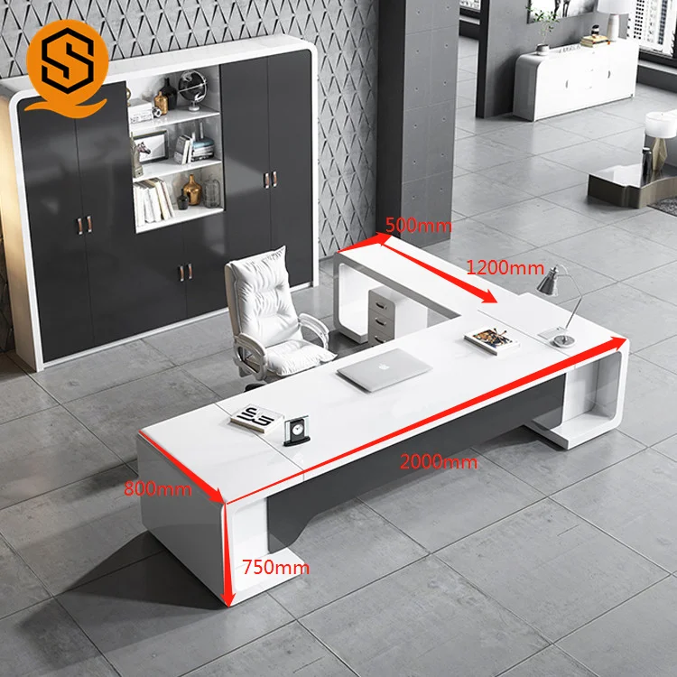 Factory Round Edge Designer Office Furniture Office Work Acrylic CEO White Reception Desk