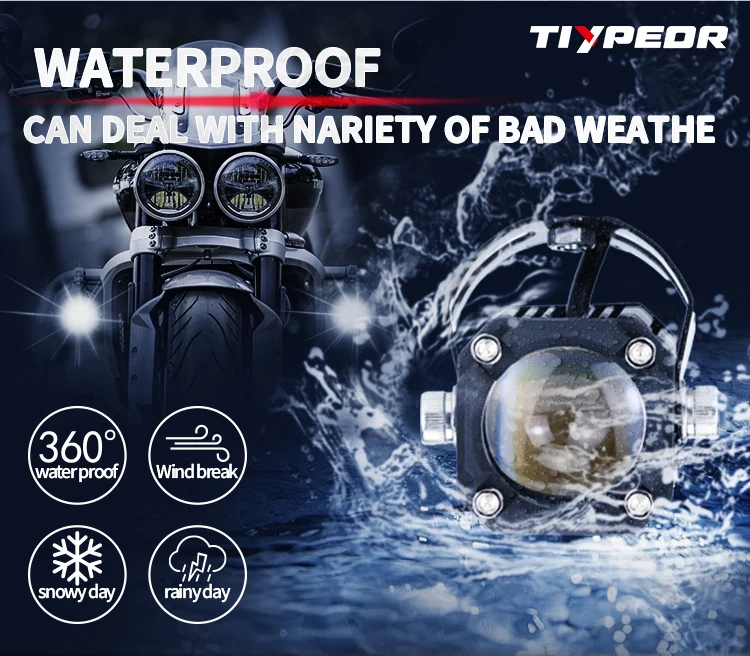 TIYPEOR Motorcycle Mini Spotlight Devil Eye Super Bright High Power Aluminum Auxiliary Headlight High/Lo Beam Off-road Fog Light details