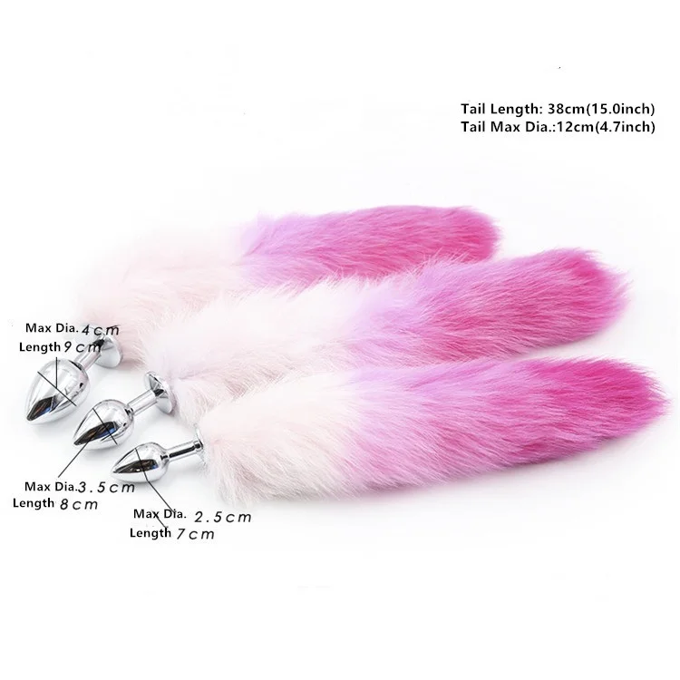 OEM ODM Cat Tail Real Fox Hair Anal Toys Chastity Metal Tail Anal Plug Sex  Adult Sets