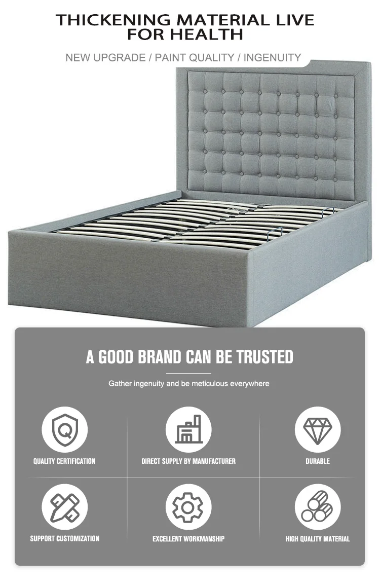 Free Sample Modern Single Upholstered Storage Bed Frame Buy Hack King