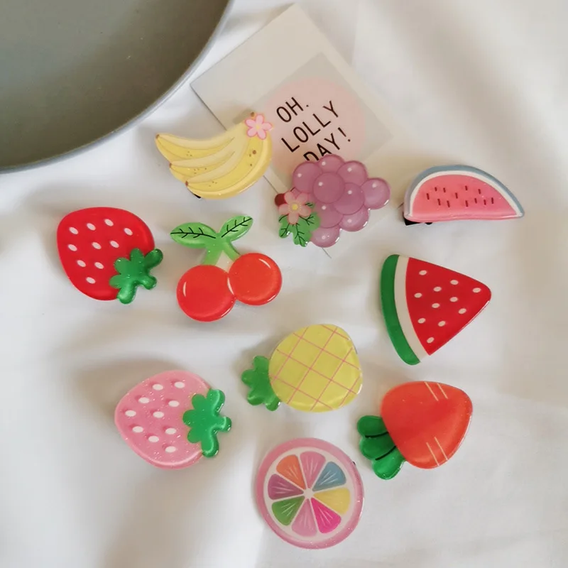 4 x Strawberry Hair Clips Hair Grips Clips Slides 