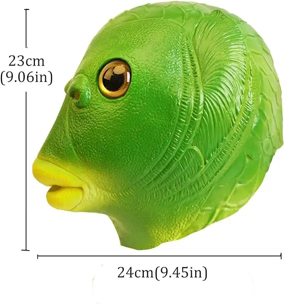 Green Fish Mask Funny Latex Full Head Realistic Masks Fancy Dress for Halloween Carnival Costume Party