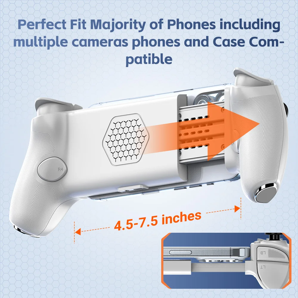 Manette de jeu mobile Gamwing AoBing Max, joystick USB-C filaire et Bluetooth compatible Android, iOS, PC et Switch.