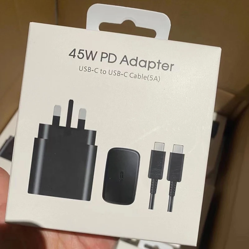Super Fast Charging Power Adapter UK US EU Plug 45W Cargador Tipo C for Samsung Mobile Phone S23 S24 USB-C Charger Wholesale