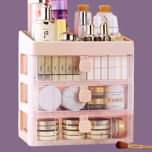 Multi-layer desk organizer box lotions Customized Logo Desktop Storage  Holder desktop storage box makeup box