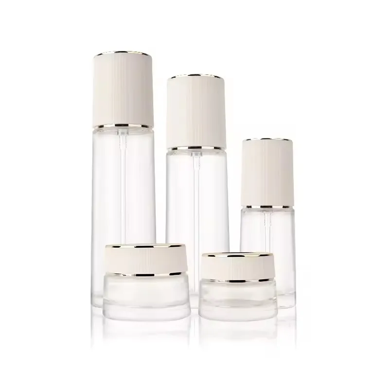 Supplier Empty Glass Packaging Cream Container Jar Skincare bottles Set Cosmetic with pump sprayer 30g50g40ml100ml120ml factory