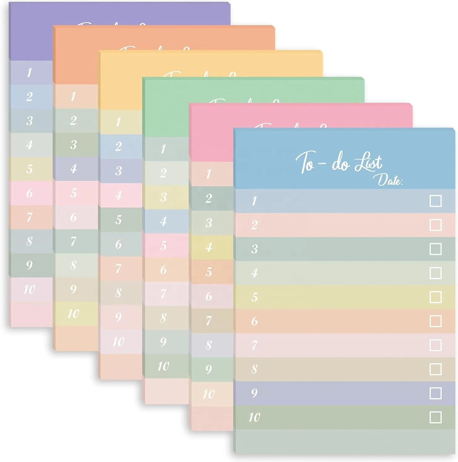 Multicolor Lined Sticky Notes 50 Sheets Rainbow Color to Do List Notepad Portable Daily Reminder Planner List Kawaii Stationery