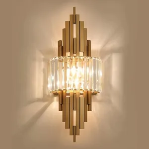 Post-modern Light Luxury Crystal Wall Lamp Living Room Bedroom Study Hotel Bedside Stainless Steel Wall Lamp