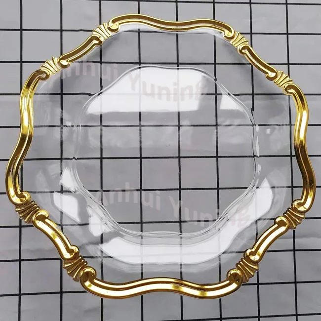 Clear Charger Bulk For Wedding Gold Rimmed Trim Charger Plates