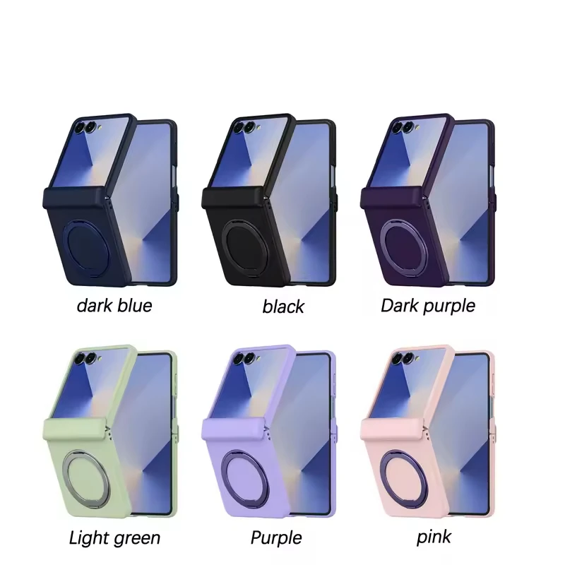 product matte sink feeling hinge protection 360 ring magnetic holder kicks stand shockproof pc cover for samsung z flip 7 phone case-2