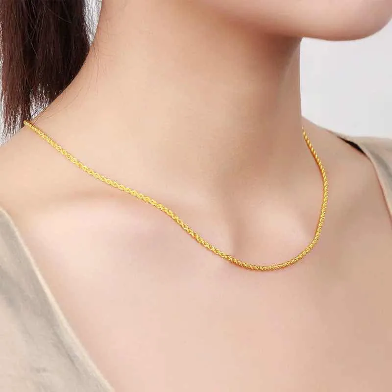 Wholesale 40-45cm 14k 16k 18k Real Gold Necklace Choker Chain Yellow ...