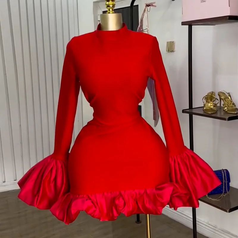 2025 New Fall Fashion Long Sleeve Dress Red Dress Mini Dress 2025 New Fall Fashion Long Sleeve Dress Red Dress Mini Dress