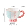 Tazza da cena con manico a forma di cuore e fiocco in pizzo