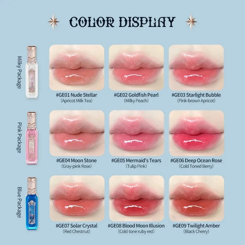 Flower Knows Moonlight Mermaid Jewelry Lip Gloss New Arrival Glossy Lip Glaze 9 Colors Optional