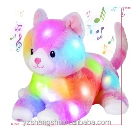 CE EN71 Luminous Stuffed Rainbow Koala Elephant Cat Unicorn Glow Plush Toys with LED Night Music Lights Lullabies Gifts for Kids