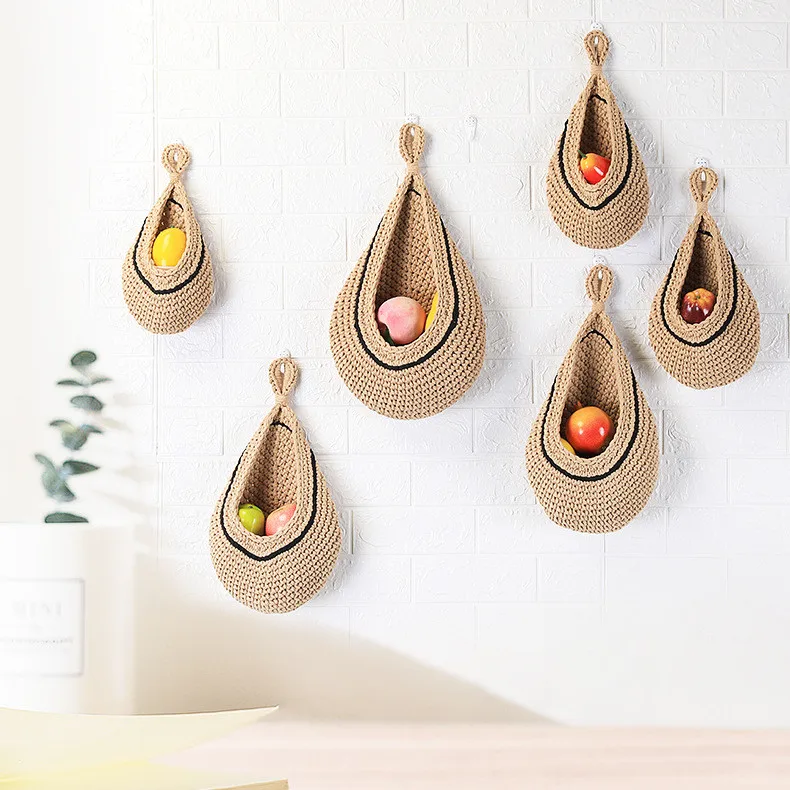 Подвесная корзина для фруктов макраме плетеные настенные корзины овощей ручной работы из