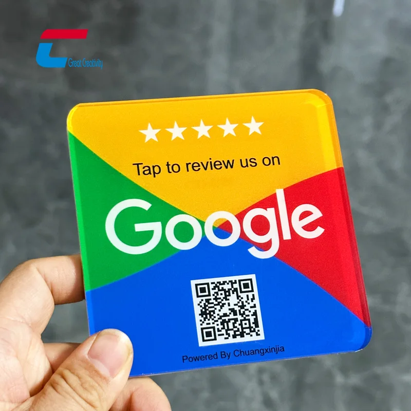 Custom Printing QR Code  Acrylic Google Reviews Stickers NFC Google Review Menu NFC Plates