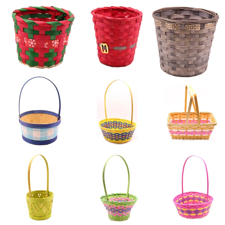 Oem Odm Wholesale Handmade Natural Colourful Bamboo Gift Basket Bamboo