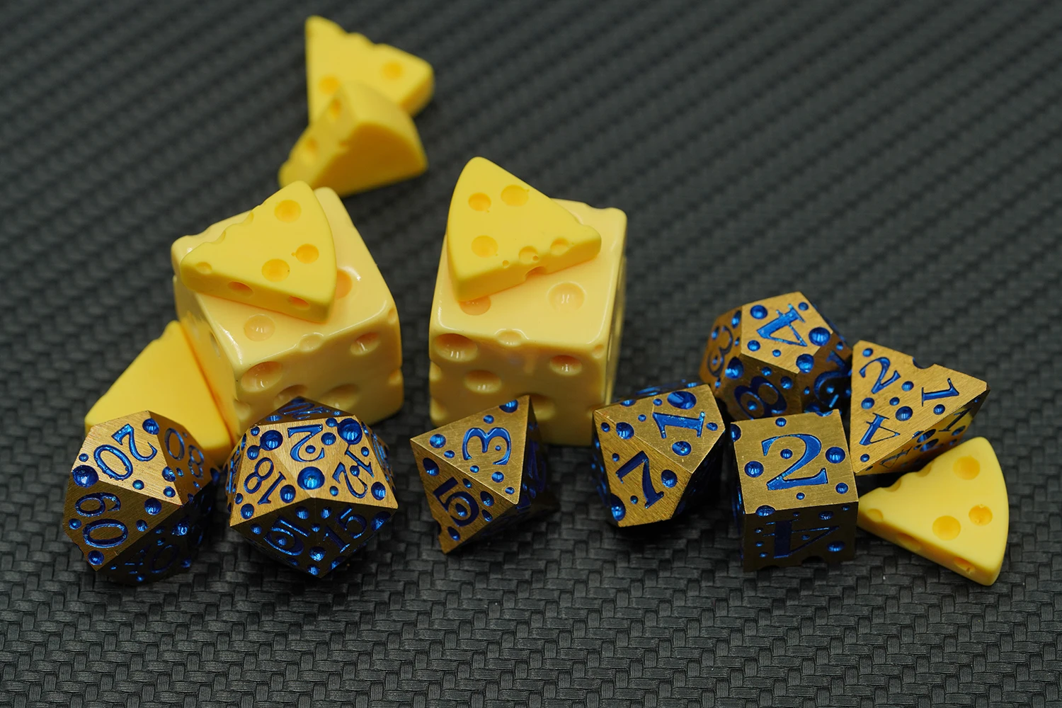 Blue Cheese Point 16mm Metal Cooper Color 7pcs Dice Set for TTRPG DND Games & Entertainment factory