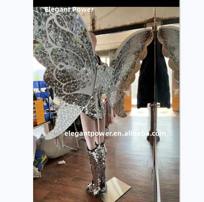 Performance Party Event Angel Wing Costumes/ Dancer Outfits Mirror Jumpsuit Costume