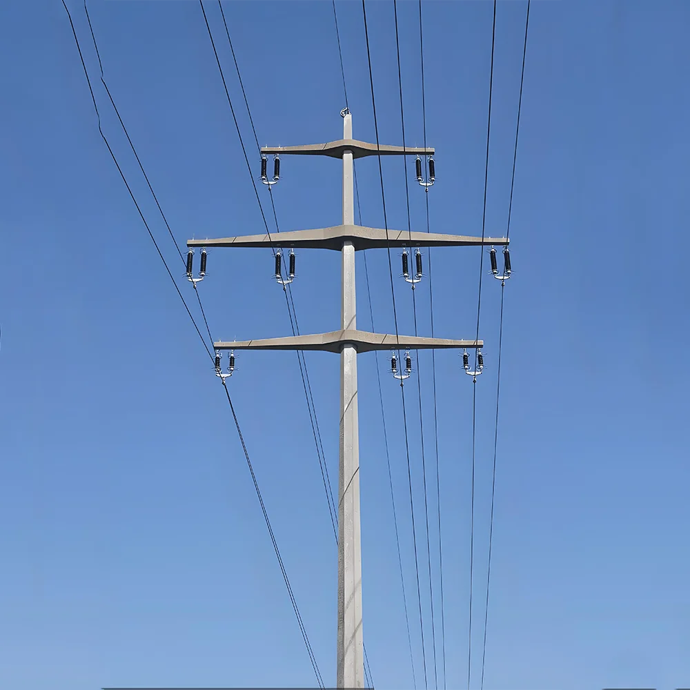 35 132 220 Kv Galvanized Double-Circuit Self-Supporting Monopole Transmission Tower Tubular Transmission Line Tower