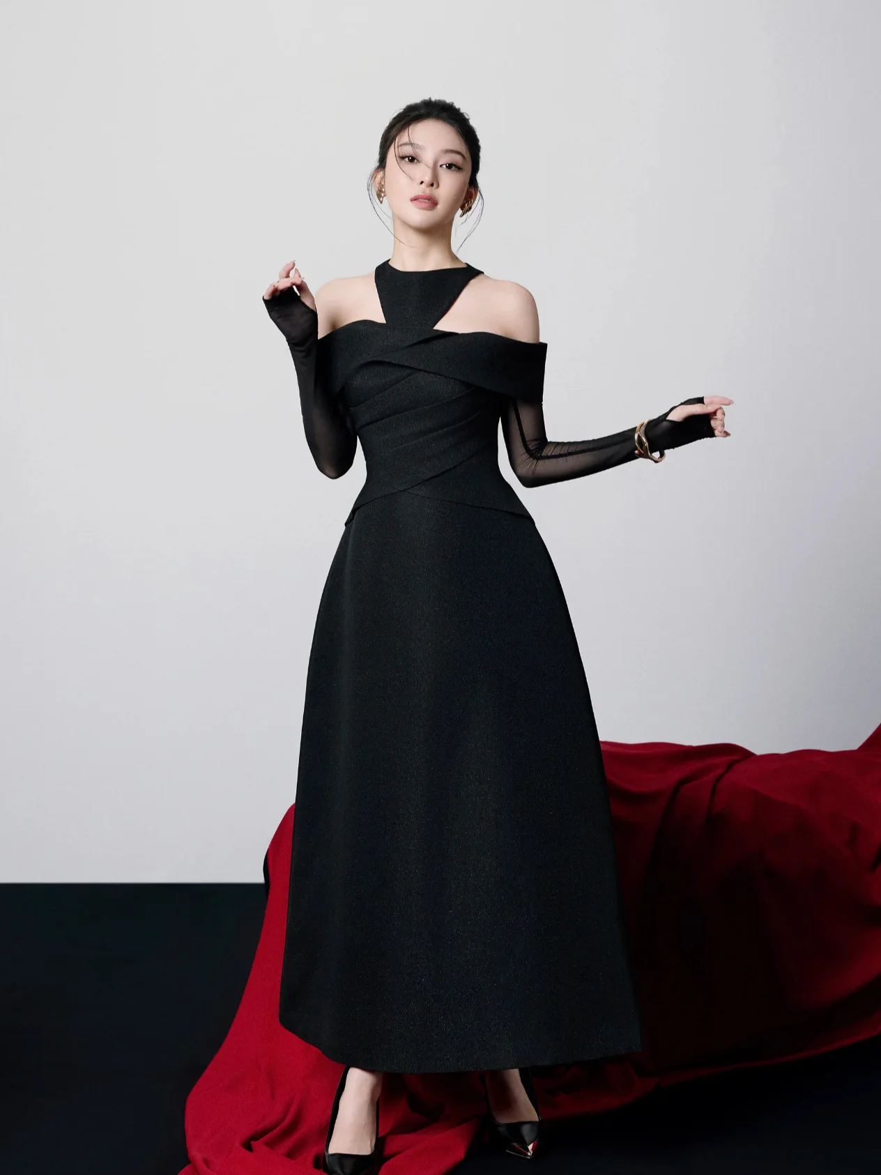 better be black dress Bettergirl Vintage A-line Floor-length Black Chiffon Evening Dress