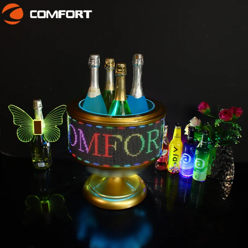 360° Rotating LED Wine Display Stand Customizable Metal Glorifier for Bars & Parties