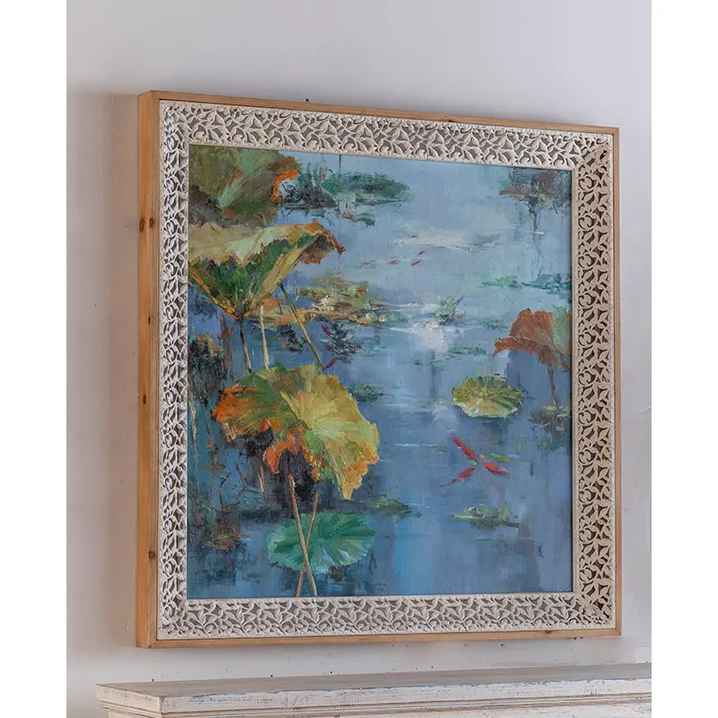 Handmade Wall Art Picture Abstract Landscape Oil Painting Framed Canvas Wall Decor Blue Paintings And Wall Arts