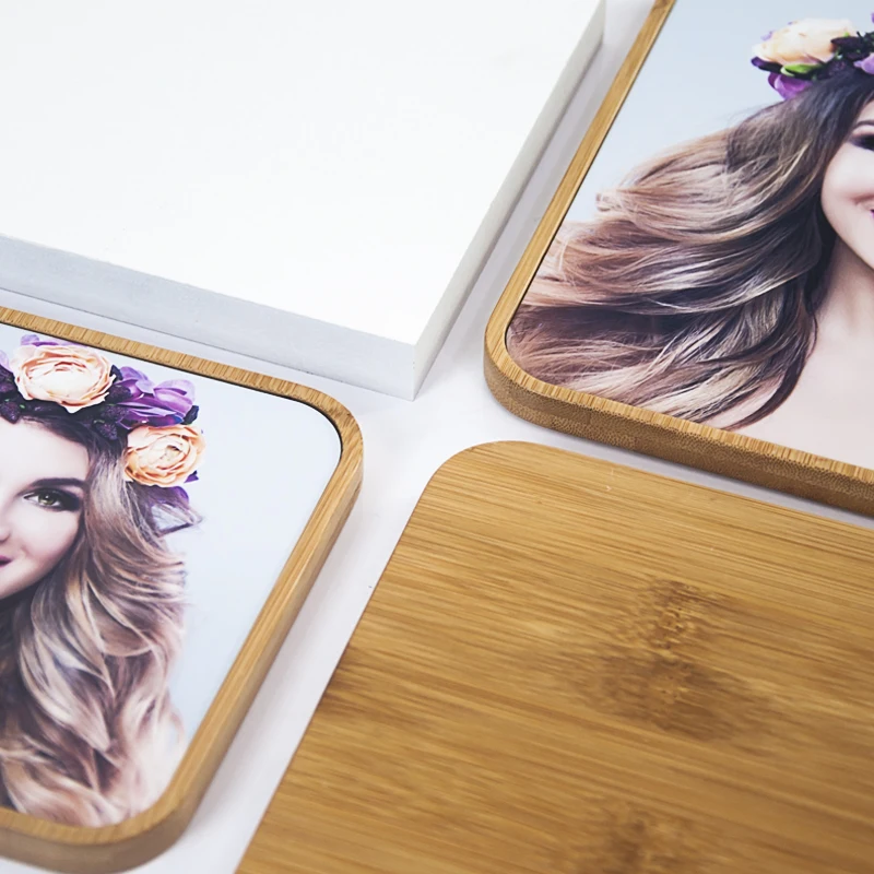 Freesub New Arrival Bamboo Frame HD Sublimation Blank Aluminum Sheet Photo Frame