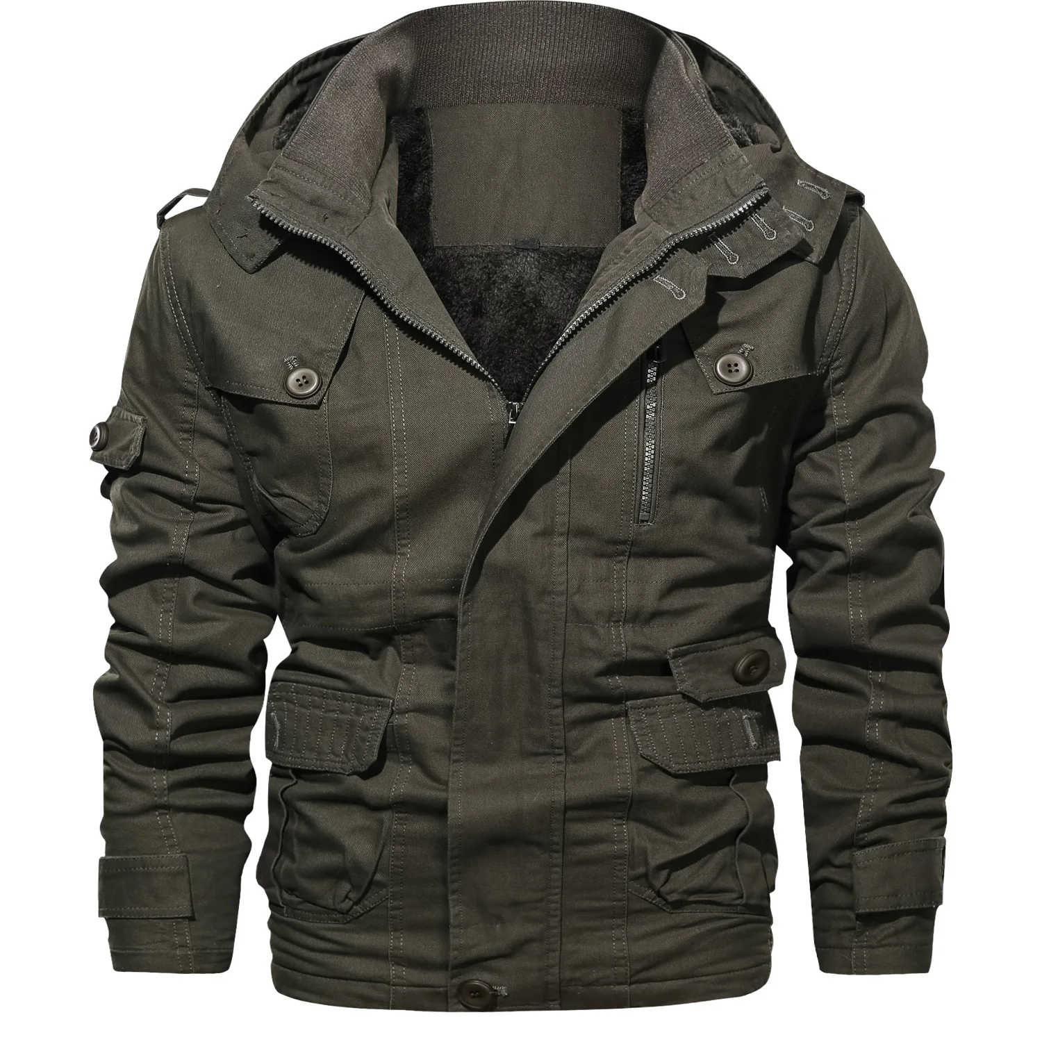 Men's Hooded Jacket Thicken Warm Fleece Winter Jacket For Men_voghion.com