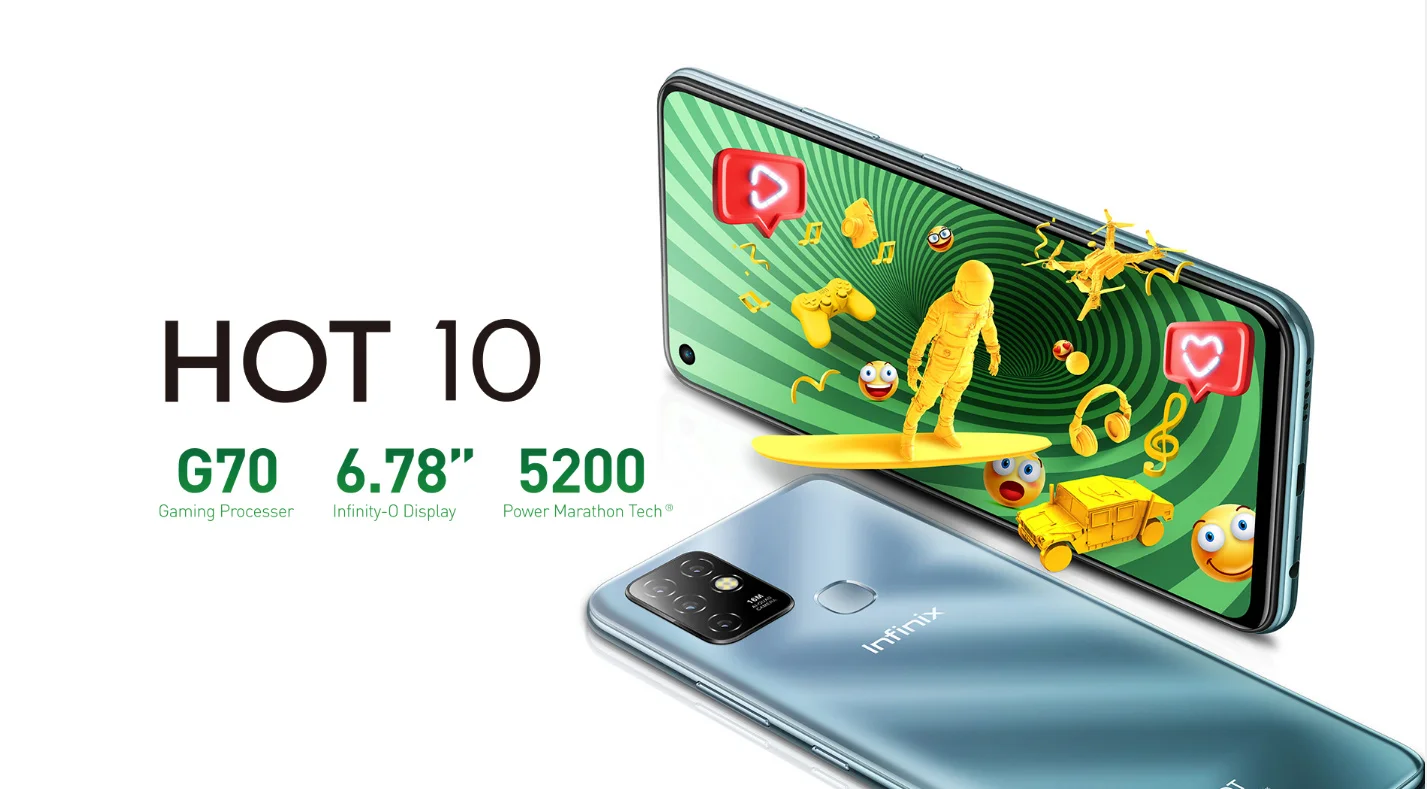 Глобальная версия смартфона Infinix HOT 10 3 ГБ + 64 ГБ 6,78 HD +  Infinity-O display Helio G70, игровой процессор 16MP Quad Camera|  Alibaba.com