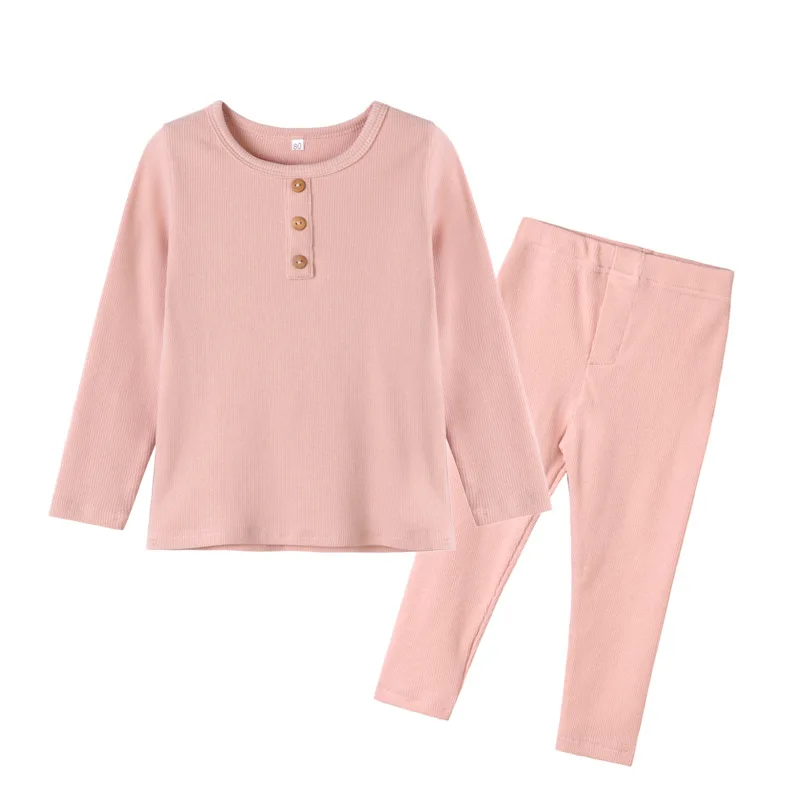 Детские пижамы, простые яркие хлопковые Пижамные комплекты в рубчик