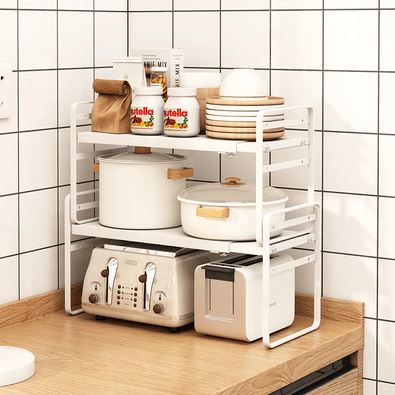 Retractable Kitchen Shelf Carbon Steel Adjustable Cabinet Pots And Pans ...