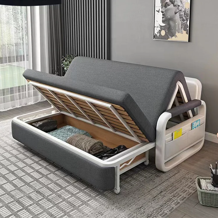 Modern Design Functional Fabric Folding Sleeping Sleeper Corner Sofa Bed Furniture with Storage
