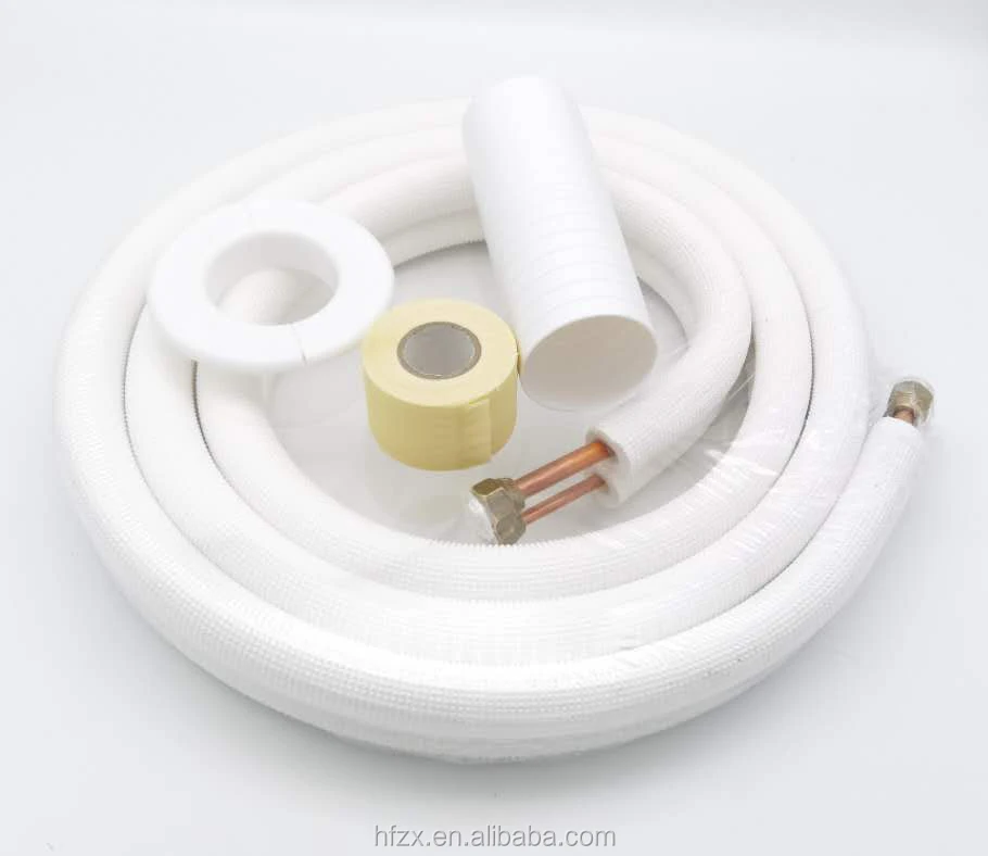 1/2+1/4 Split Air Conditioner Parts Foam Insulation Coated Pancake Pair Coil Insulated Copper Pipe/t