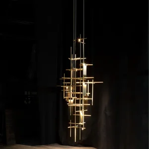 Custom Hotel Decoration Lighting Modern Design Tube Rods Chandelier Pendant Light for Living Room Hotel Villa Light