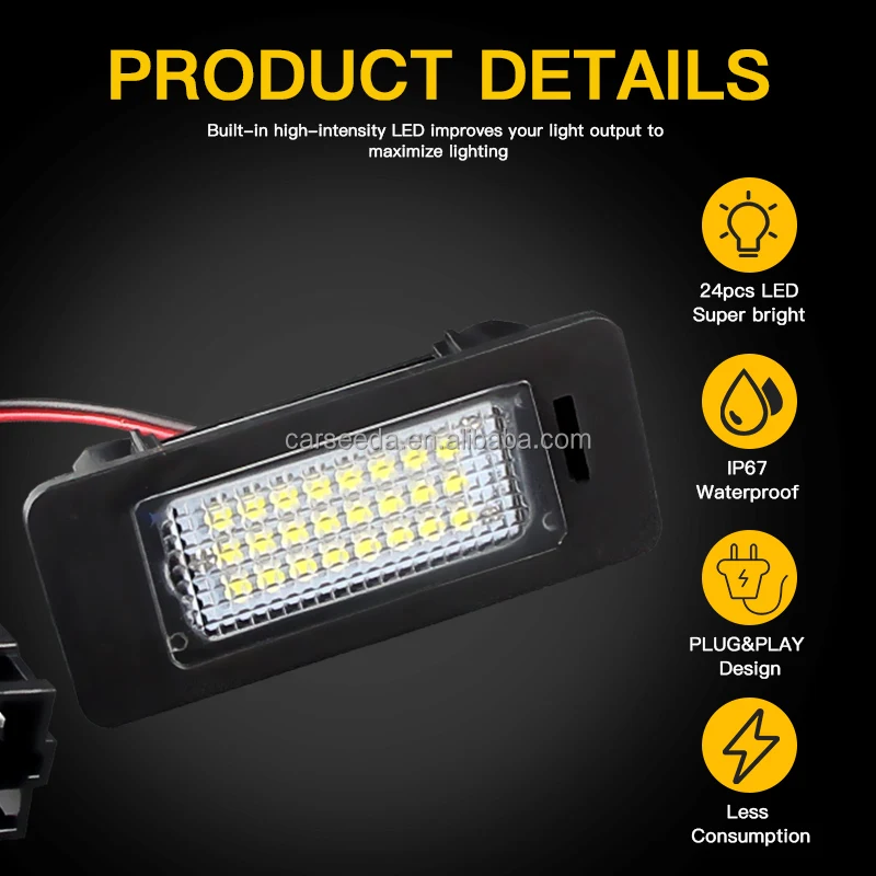 PCS License Plate Light Led Number Plate Holder Lamp No Error for Audi A1 A4 B8 A5 S5 A6 S6 A7 Q5 TT TTS 2D For VW Golf Jetta
