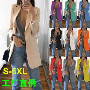 Hot Sale Plus Size Coat Long Sleeve Fashion Lapel Slim Cardigan Temperament Suit Jacket Women Blazer