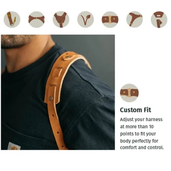 High Quality Quick Release Anti-Slip Dual Shoulder Leather Harness Camera Strap With Metal Hook for SLR / DSLR Cameras product image