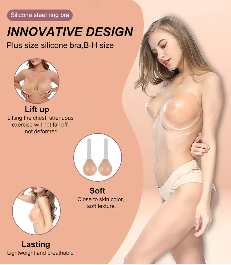 Silicone Gel Invisible Bra Self-adhesive Push Up Strapless Buckle  Contraction US