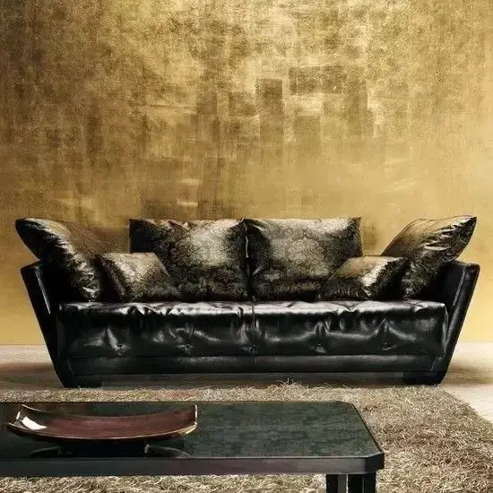 MYWIND Handmade Gold Foil Wallcoverings Metallic Luxury Champagne Golden Leaf Wallpaper