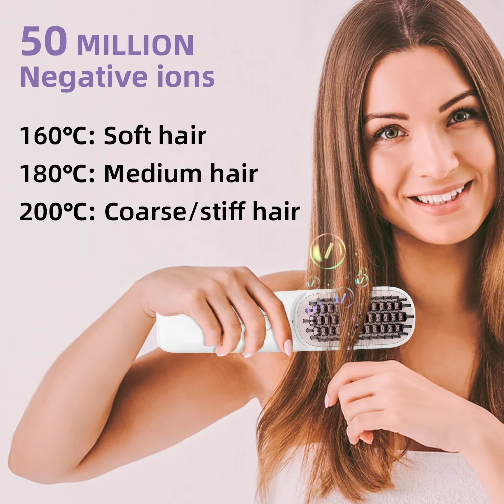 Professional MCH Rechargeable Negative Ion 6400mAh Cordless Wireless Electric Hair Brush Straightening Brush