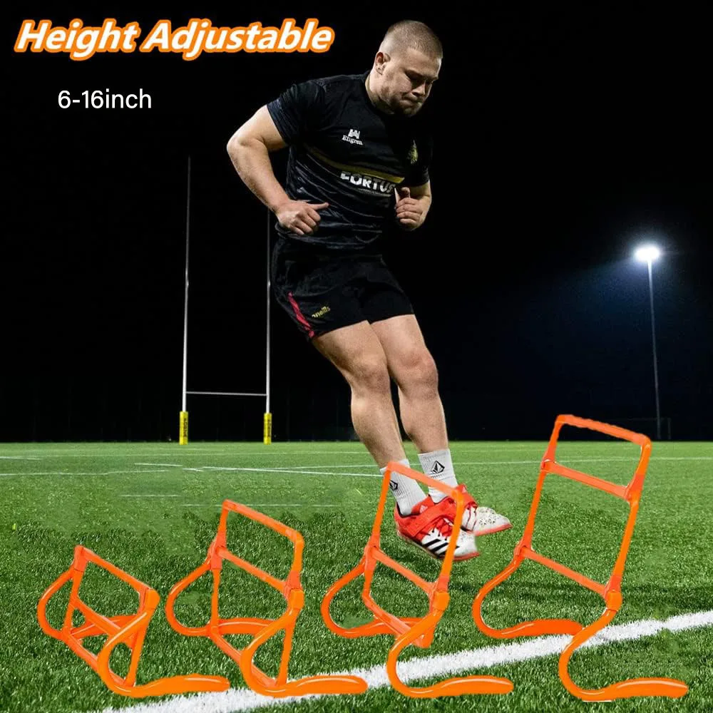 Adjustable Hurdles Set Of 4 | Soccer Rugby Training Accessories